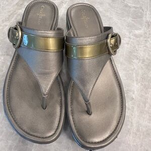 ColeHaan sandal/wedges gold and silver with Nike Air technology. So comfy.